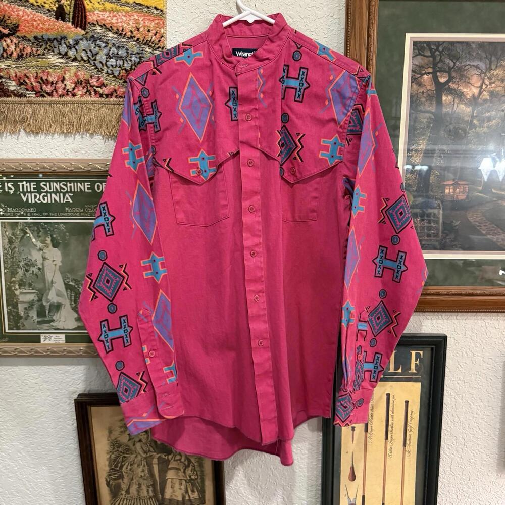Vintage 90s RARE Wrangler Western Men’s Shirt X Long Tails 15.5-34 Cowboy